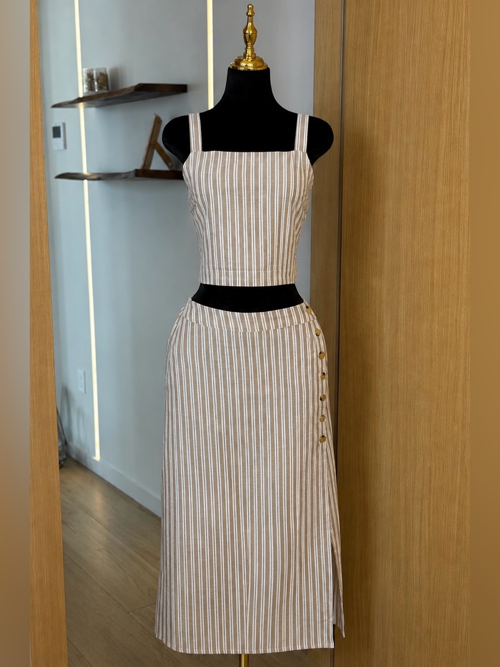 King’s Road Euro Summer Linen Blend Stripe Two Piece Set | Coastal Muse